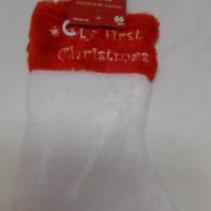 NEW My First Christmas hanging Baby Stocking 12" Faux Fur Hand stitched 👶🎅🎄